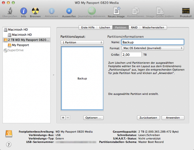 western digital my passport for mac partition errors