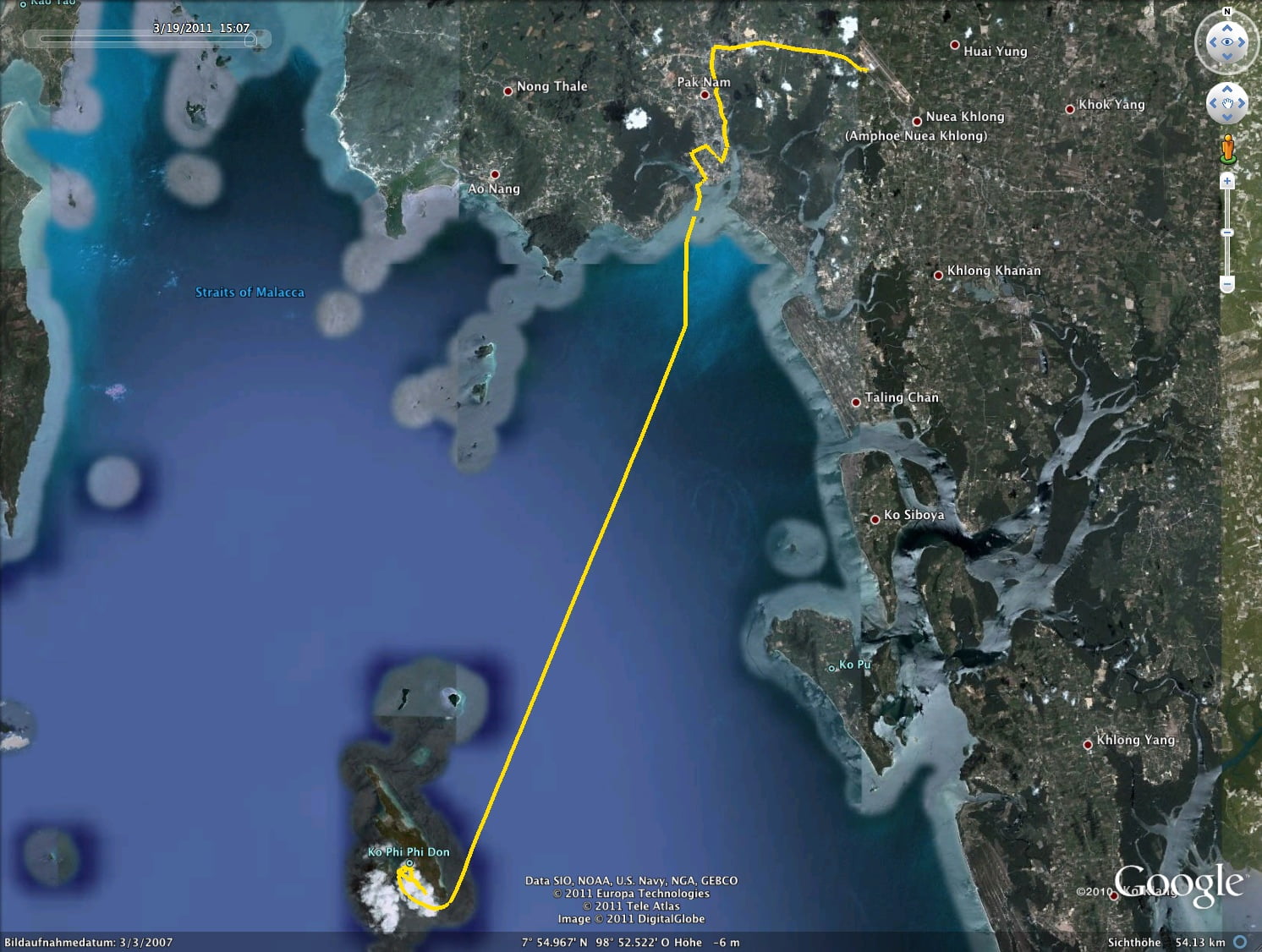 GPS-Track: Fähre von Krabi nach Ko Phi Phi
